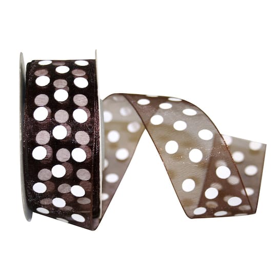 Reliant 1.5" x 25yd. Chiffon Aspirin Dot Ribbon